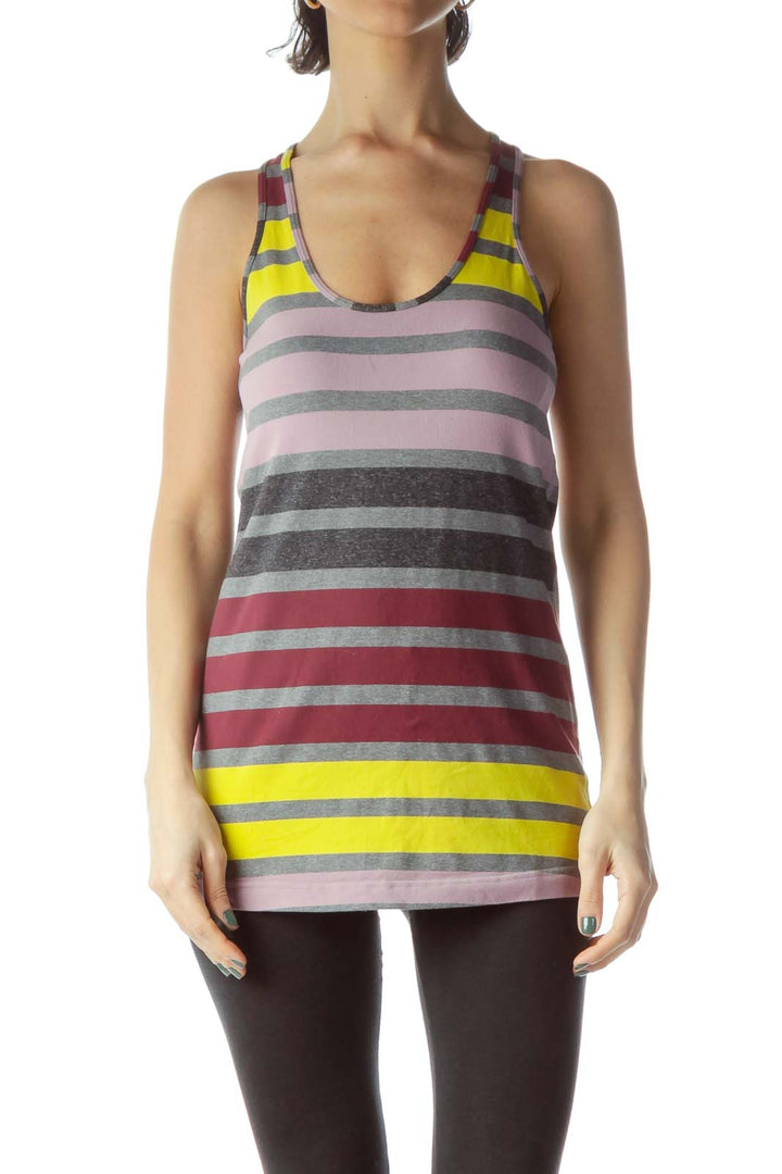 Multicolored Striped Racerback Sports Top