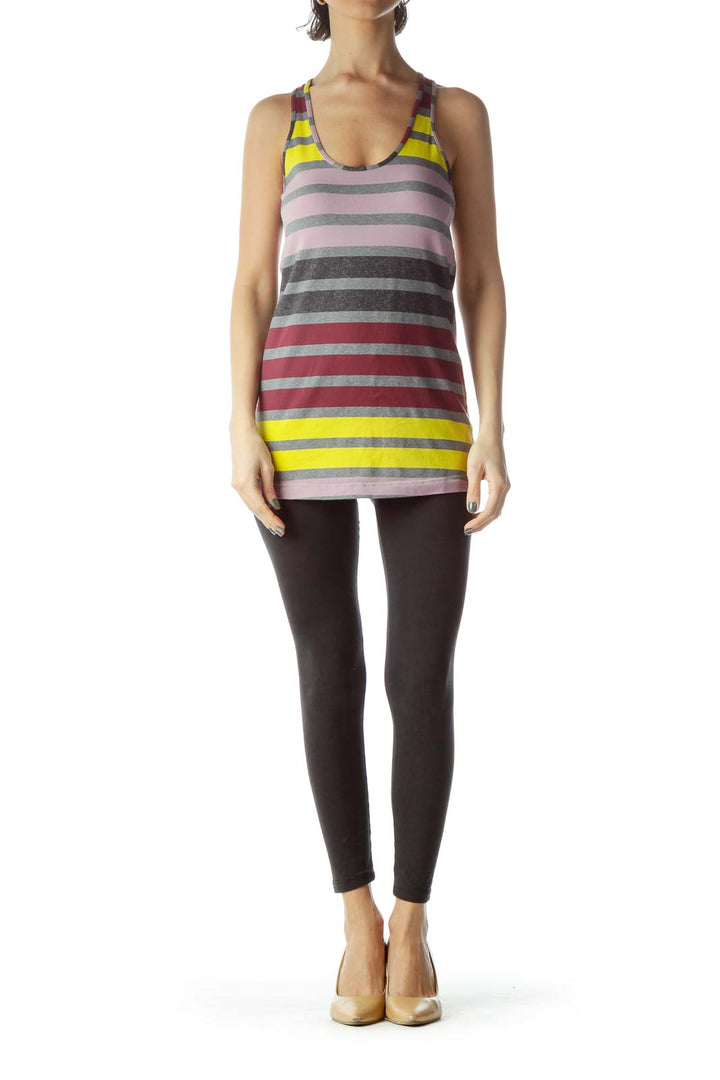 Multicolored Striped Racerback Sports Top