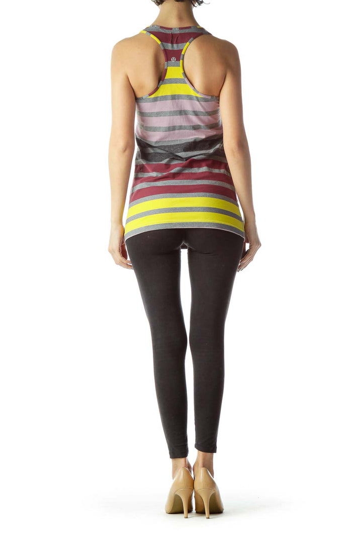 Multicolored Striped Racerback Sports Top