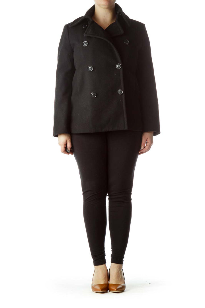 Black Wool Double Breasted Coat