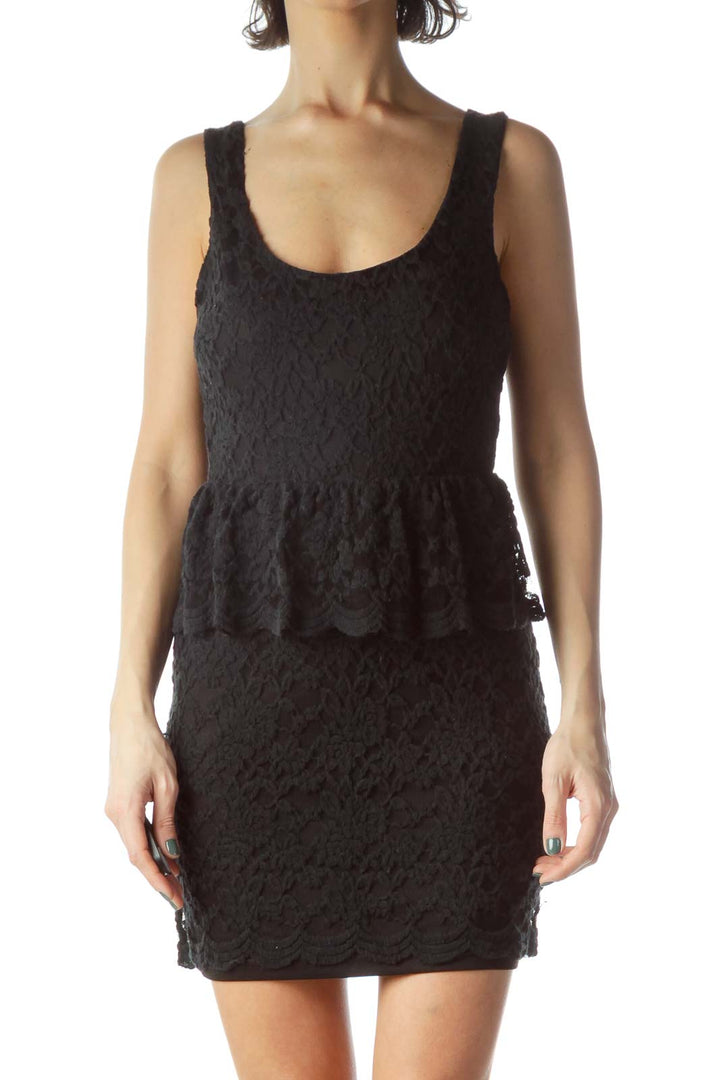 Black Open-Back Lace Dress