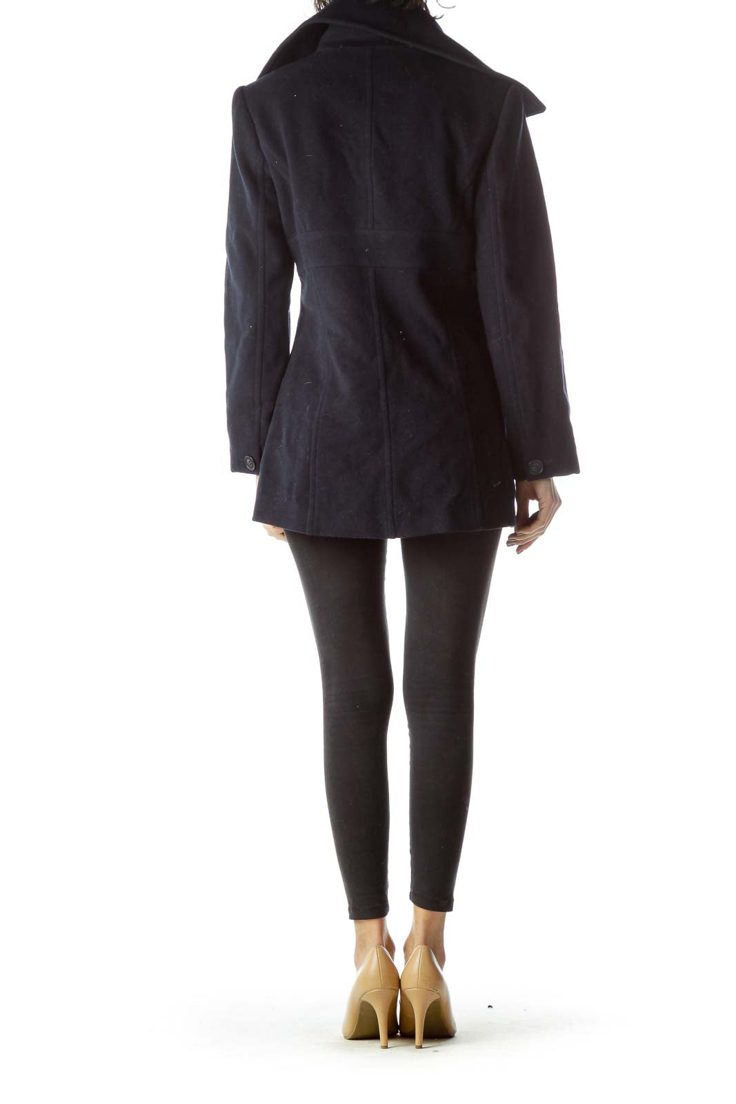 Navy Wool Buttoned Coat