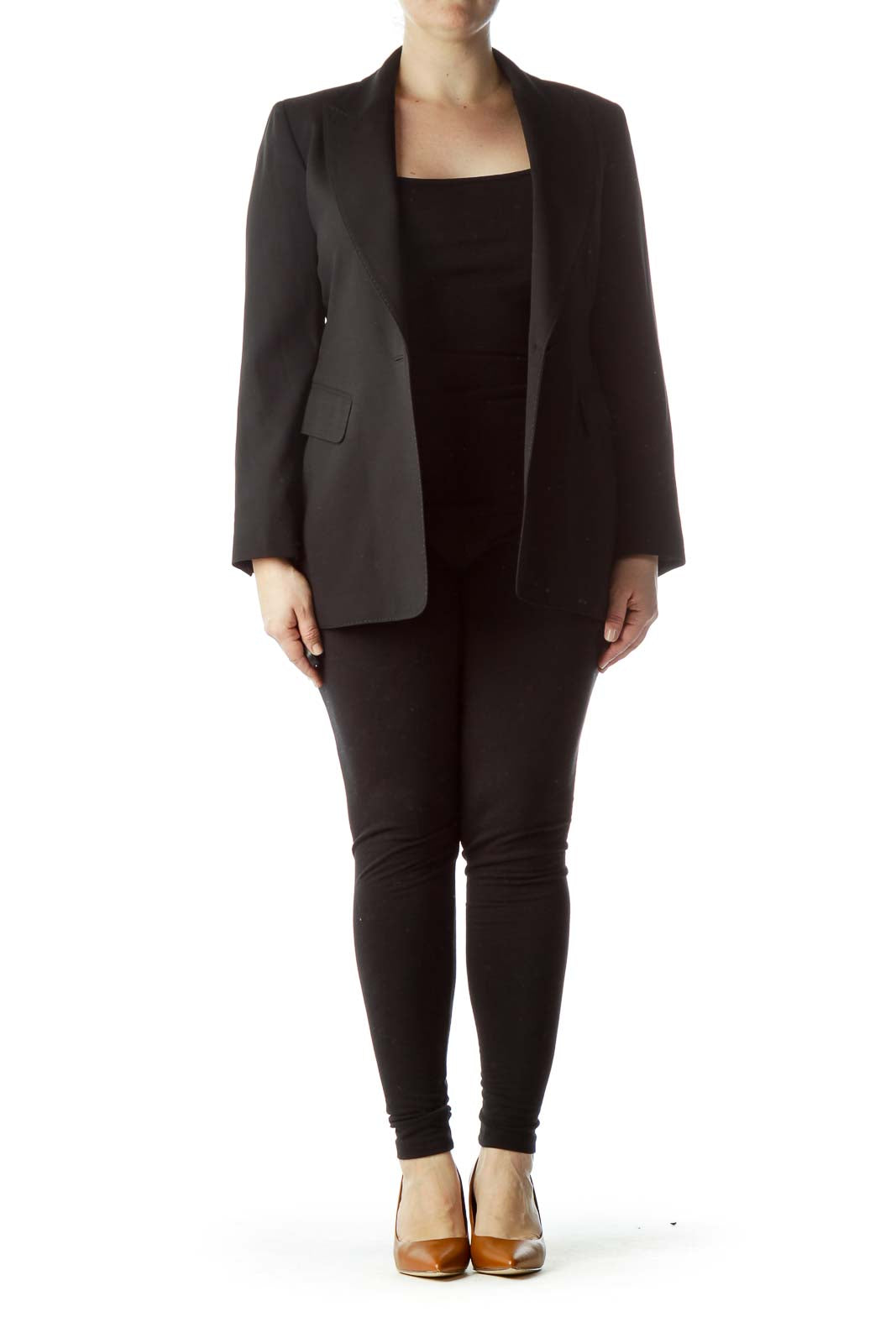 Black Buttoned 100% Wool Blazer