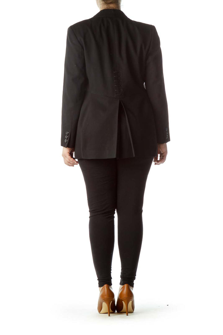 Black Buttoned 100% Wool Blazer