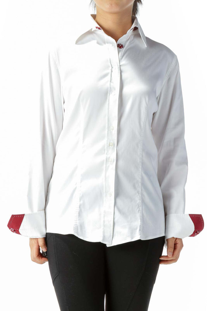 White Burgundy Red Accents Shirt