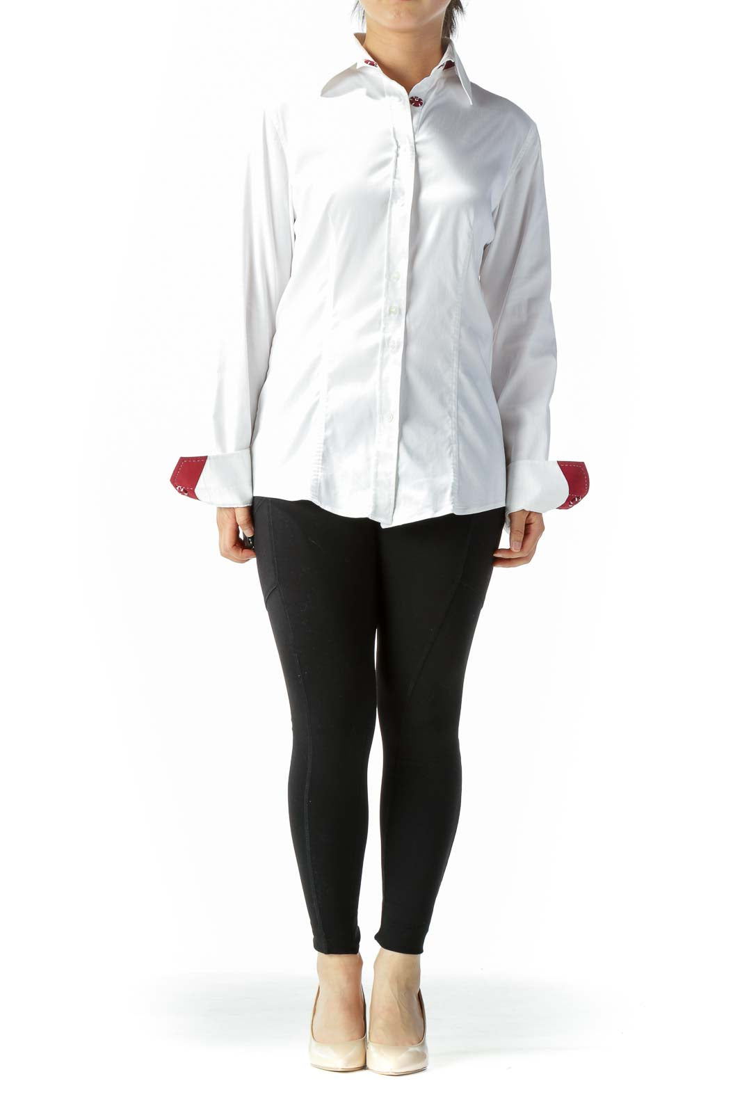 White Burgundy Red Accents Shirt