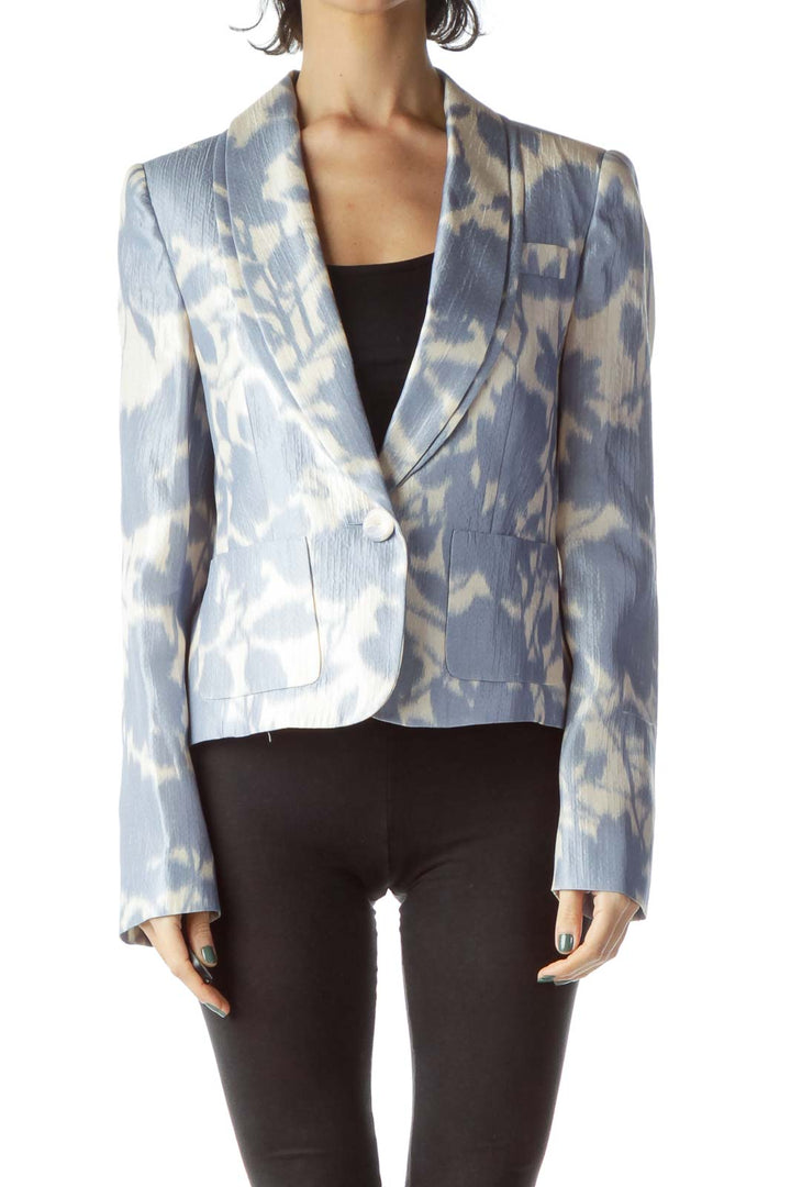 Blue Cream Tie-Die Silk Blazer