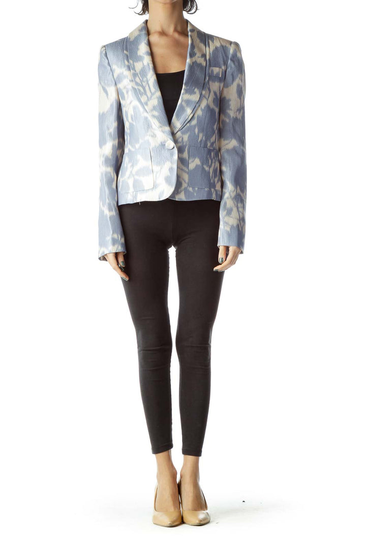 Blue Cream Tie-Die Silk Blazer