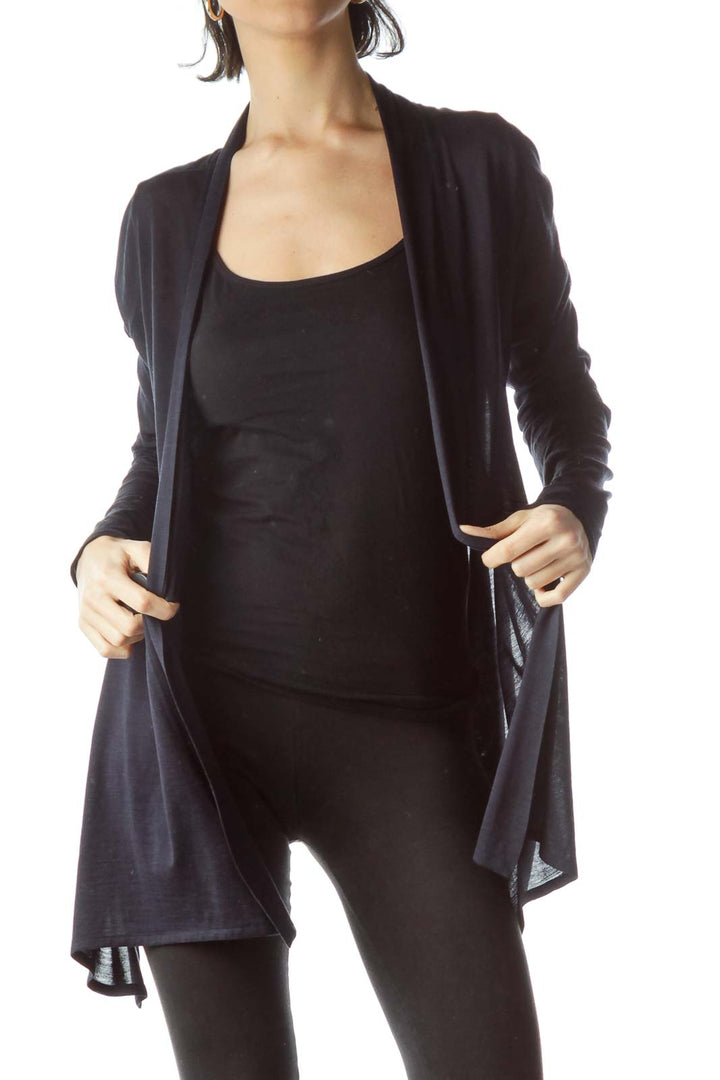 Navy Blue Waterfall Long Sleeve Light Cardigan