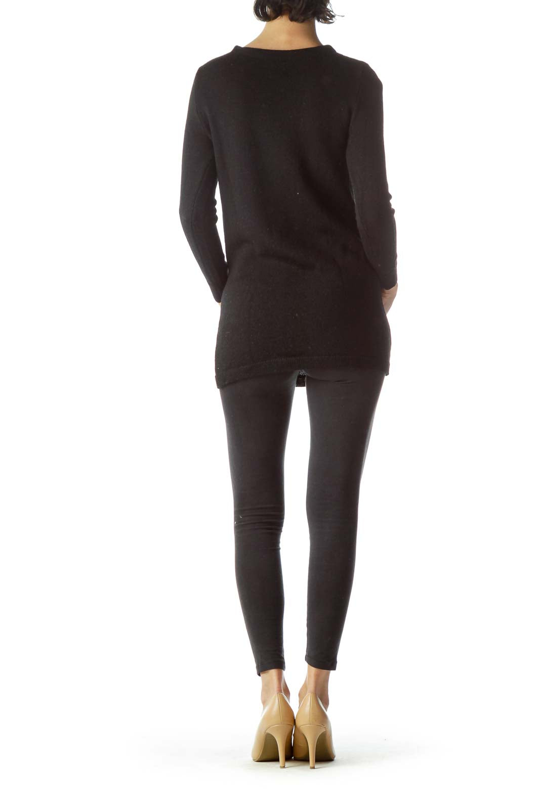 Black 100% Merino Wool Long Sweater