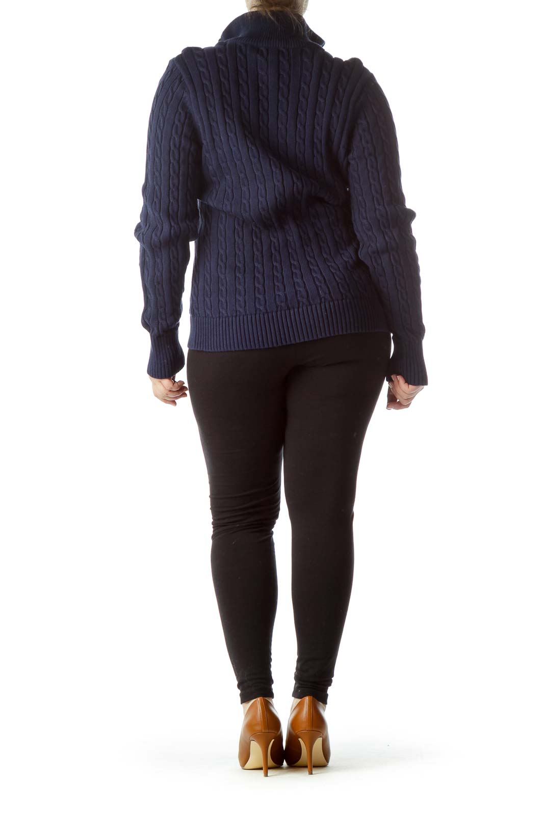 Navy Blue Zippered 100% Cotton Sweater