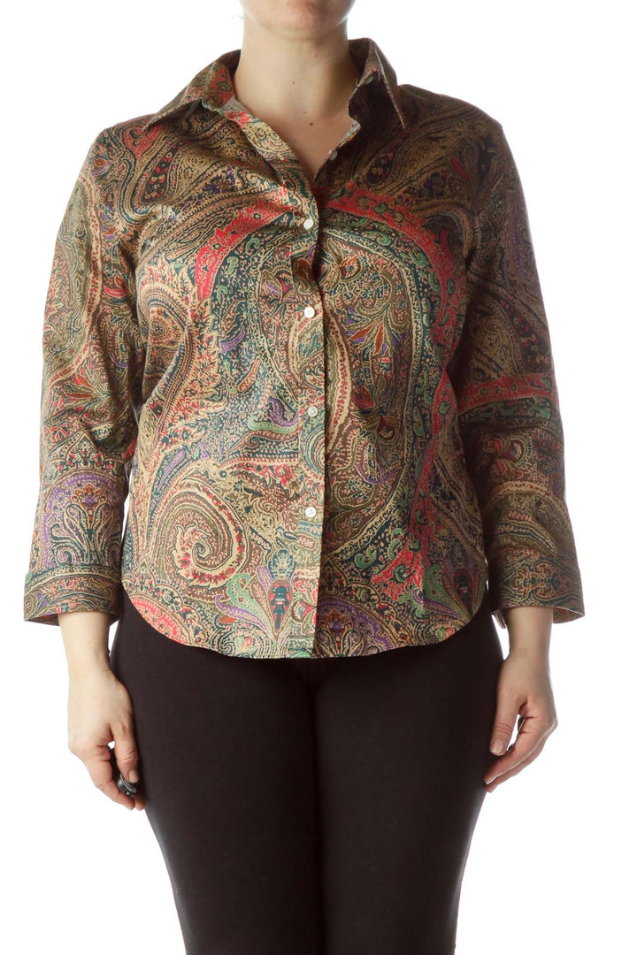 Multicolored Paisley Print 100% Cotton Shirt