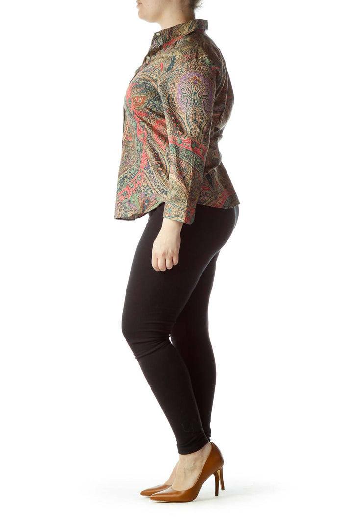 Multicolored Paisley Print 100% Cotton Shirt