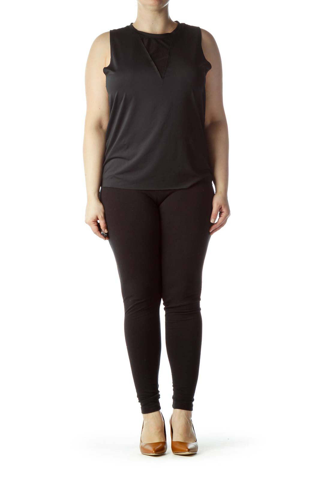 Black Round Neck Sleeveless Yoga Top