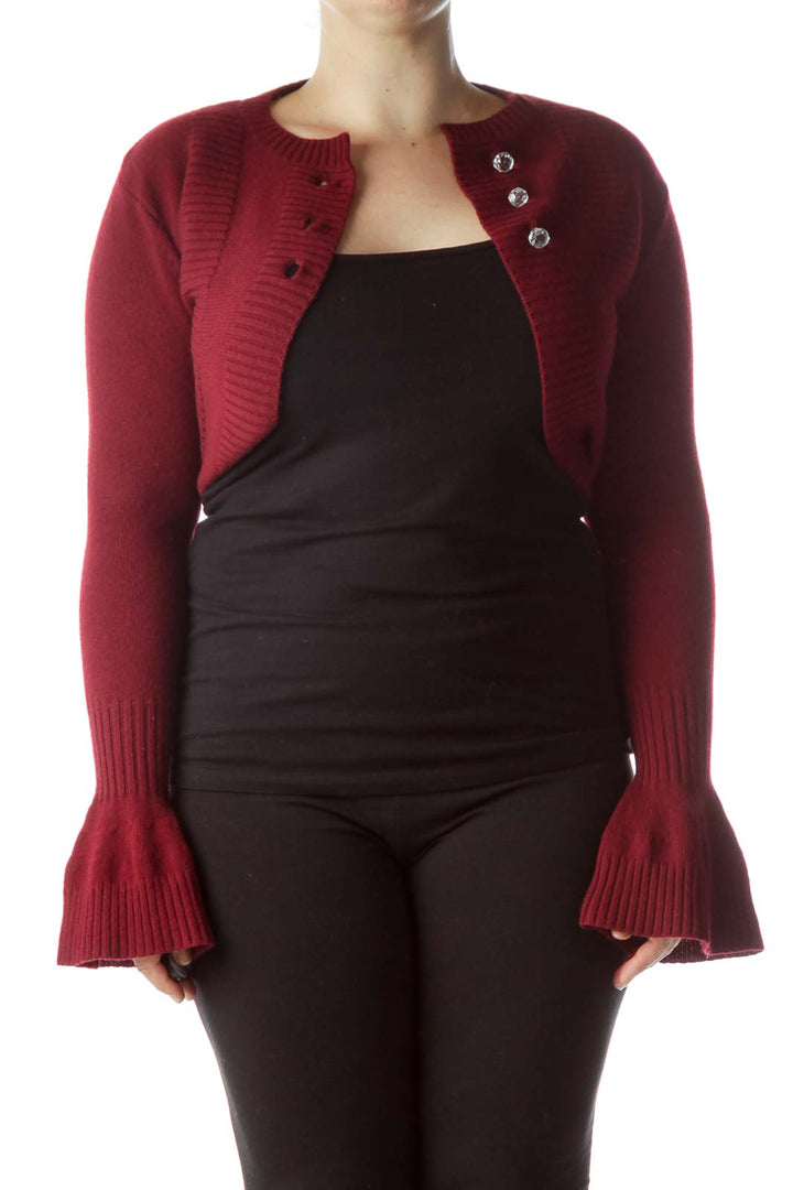 Burgundy 100% Merino Wool Bolero Sweater