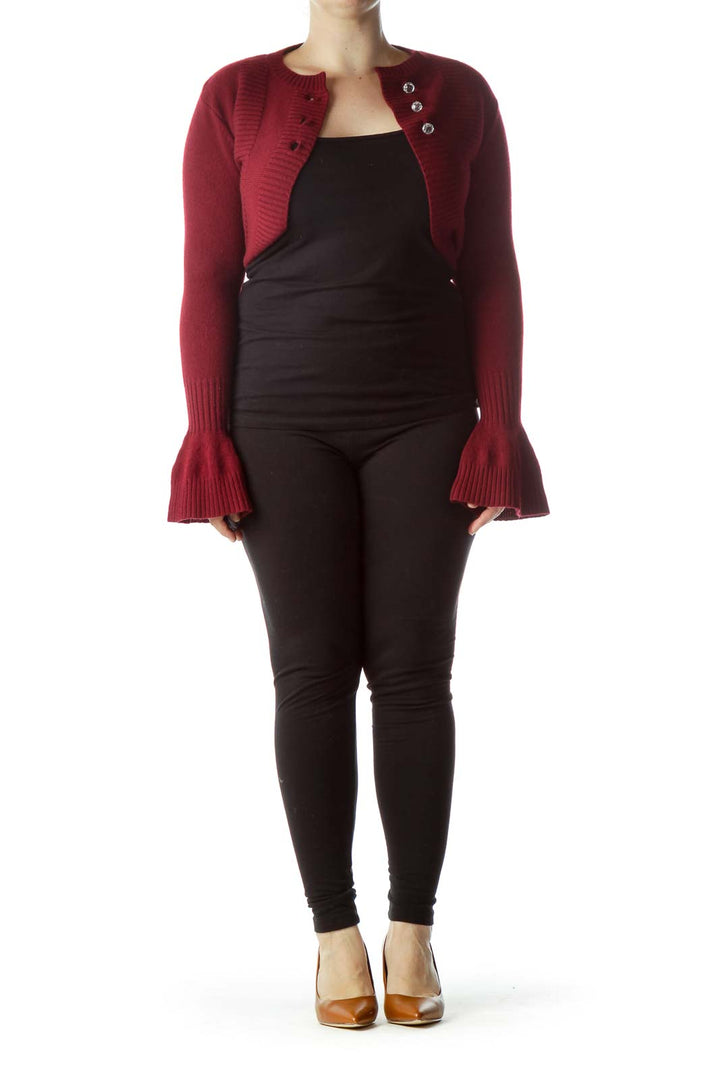 Burgundy 100% Merino Wool Bolero Sweater