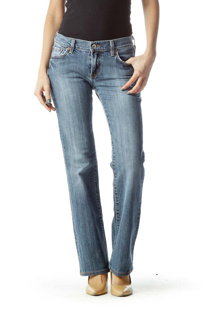 Blue Straight-Leg Jeans