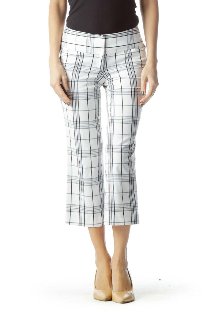 White Checkered Cropped Pant