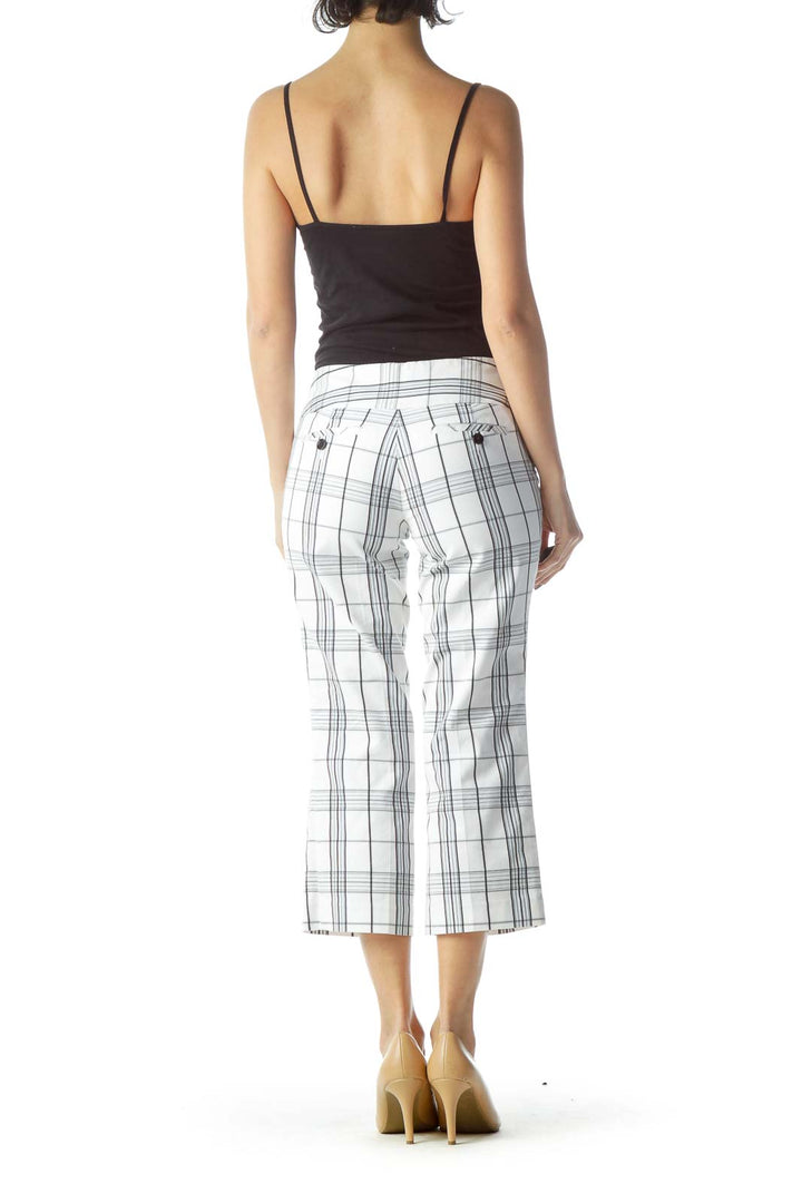 White Checkered Cropped Pant