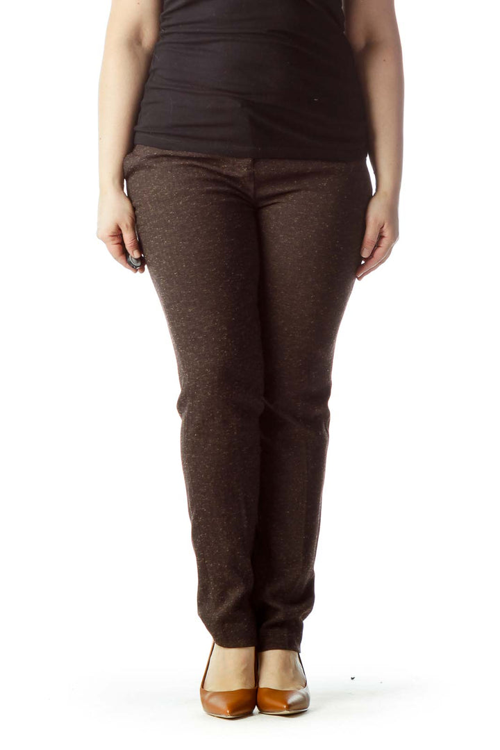 Brown Mottled Straight Leg Pants