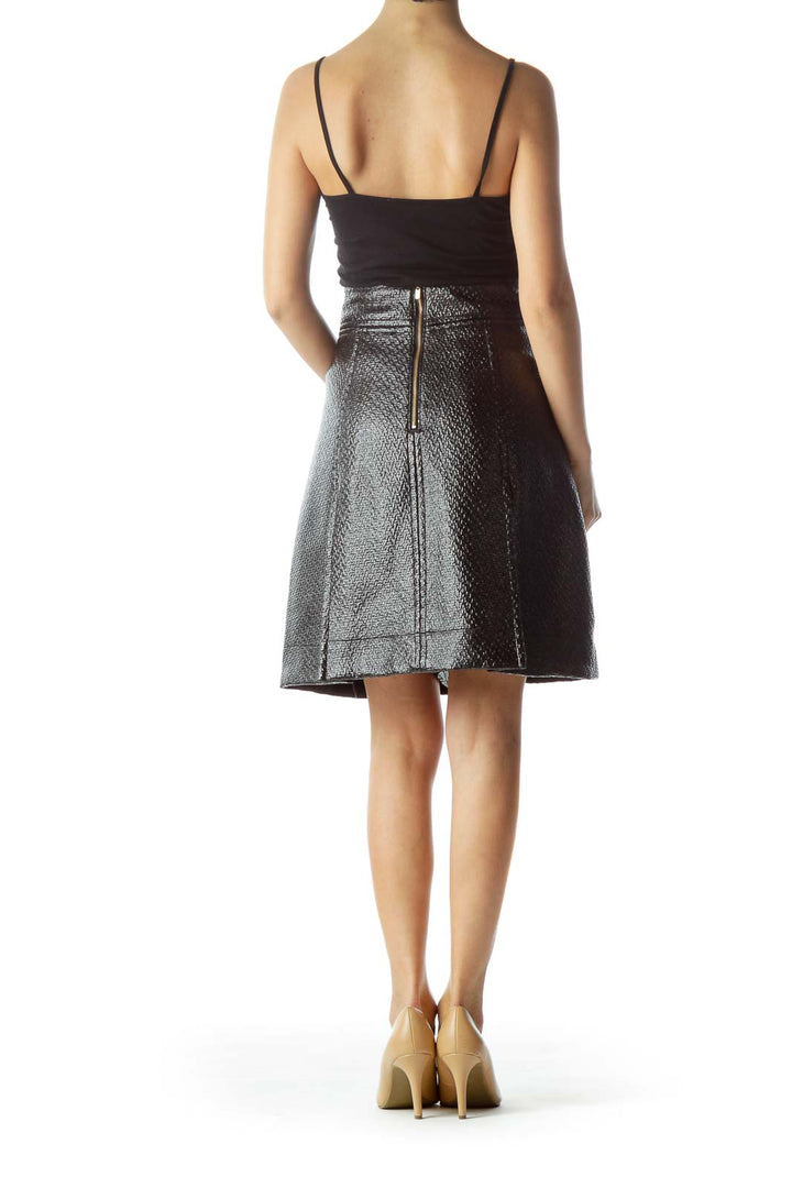 Black Shiny Flare Skirt