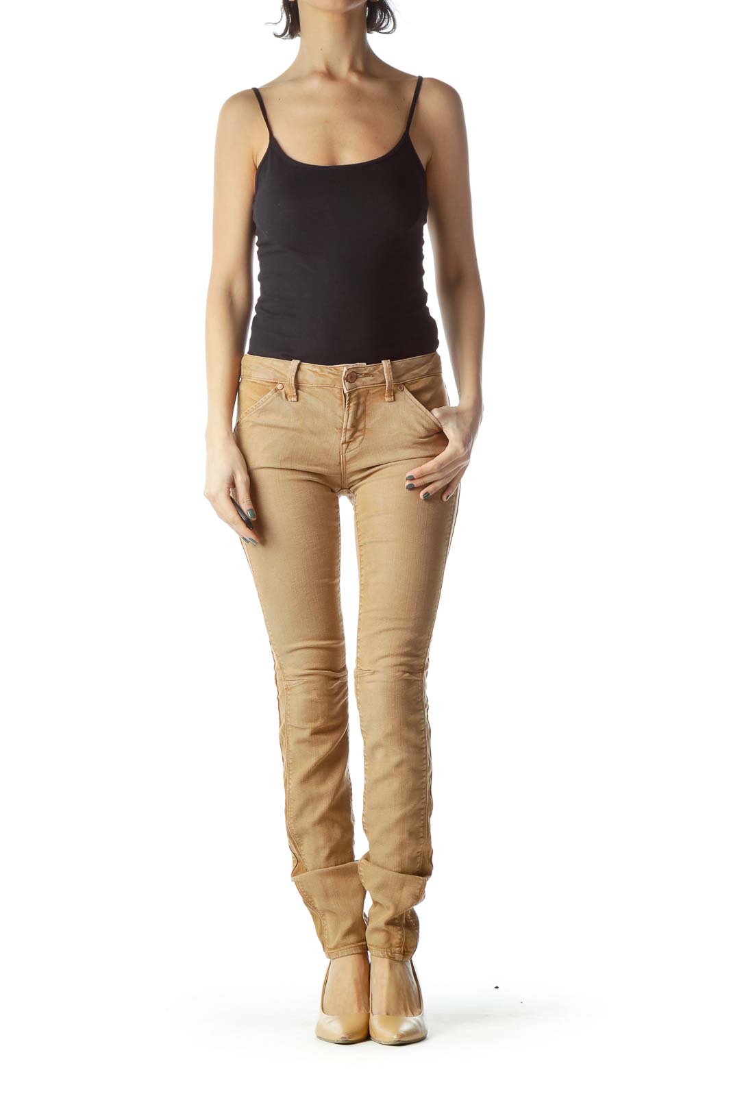 Brown Lyocell Skinny Jeans