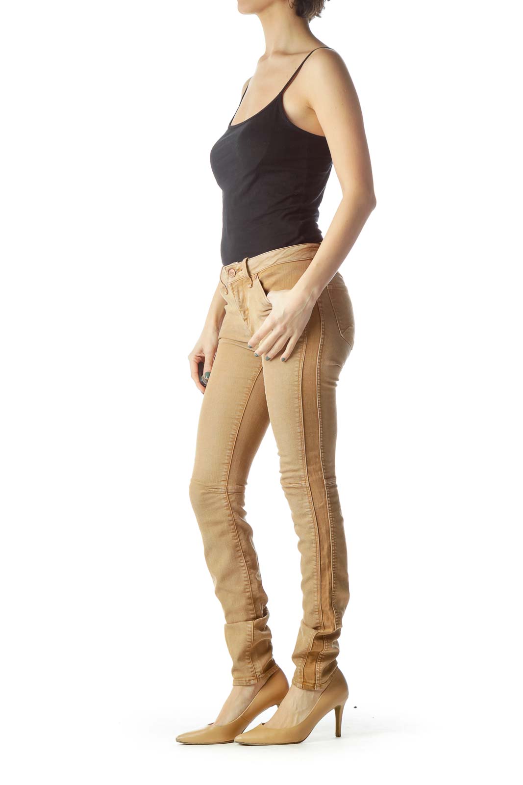 Brown Lyocell Skinny Jeans