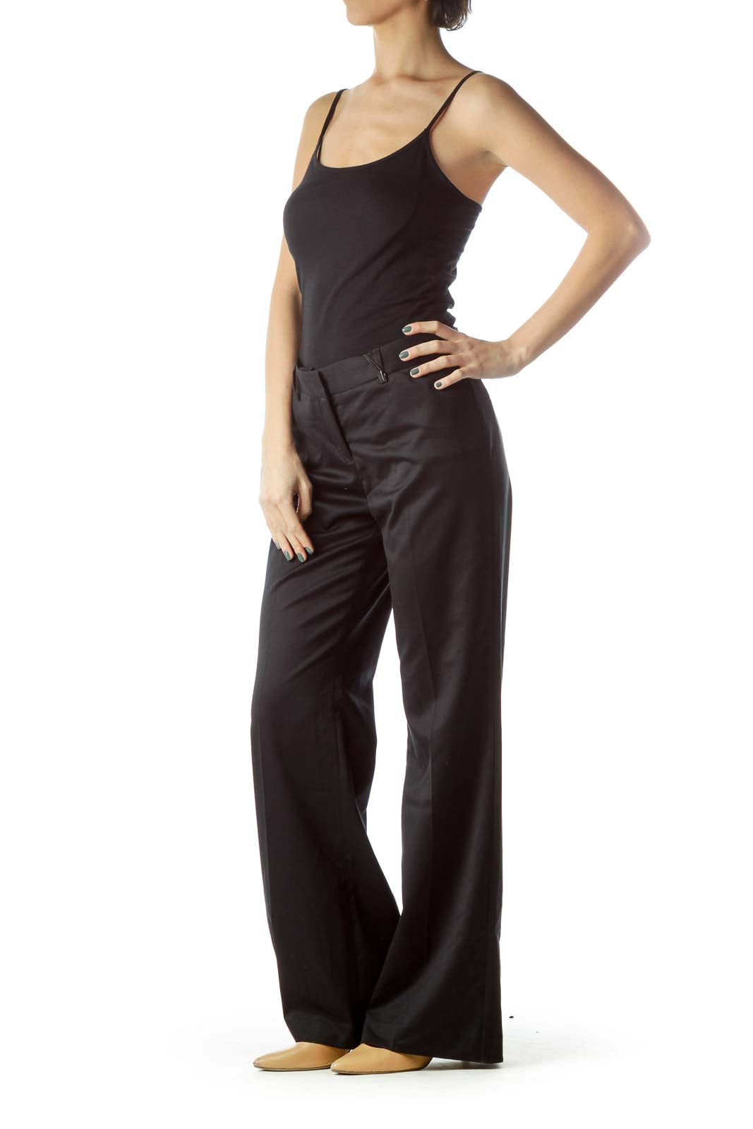 Black Wide-Leg Slacks