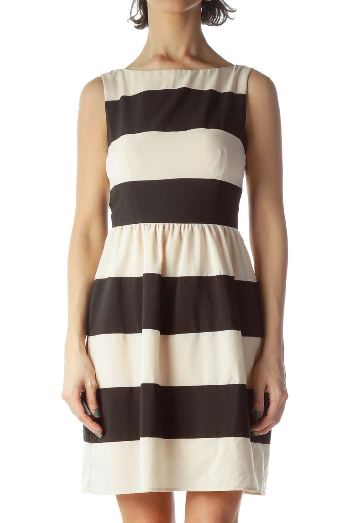 Black Beige Striped Dress