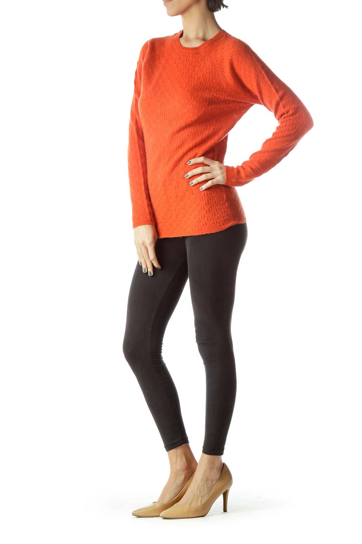 Orange 100% Cashmere Long Sleeve Sweater