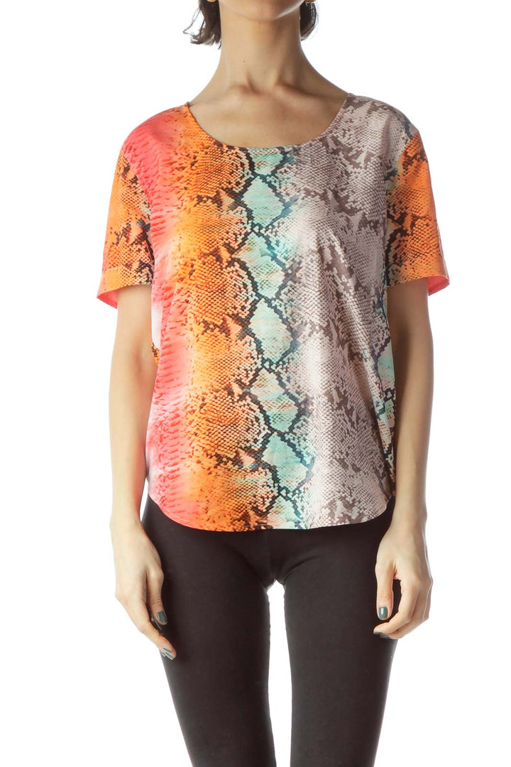 Multicolored Snakeskin Print Loose Blouse