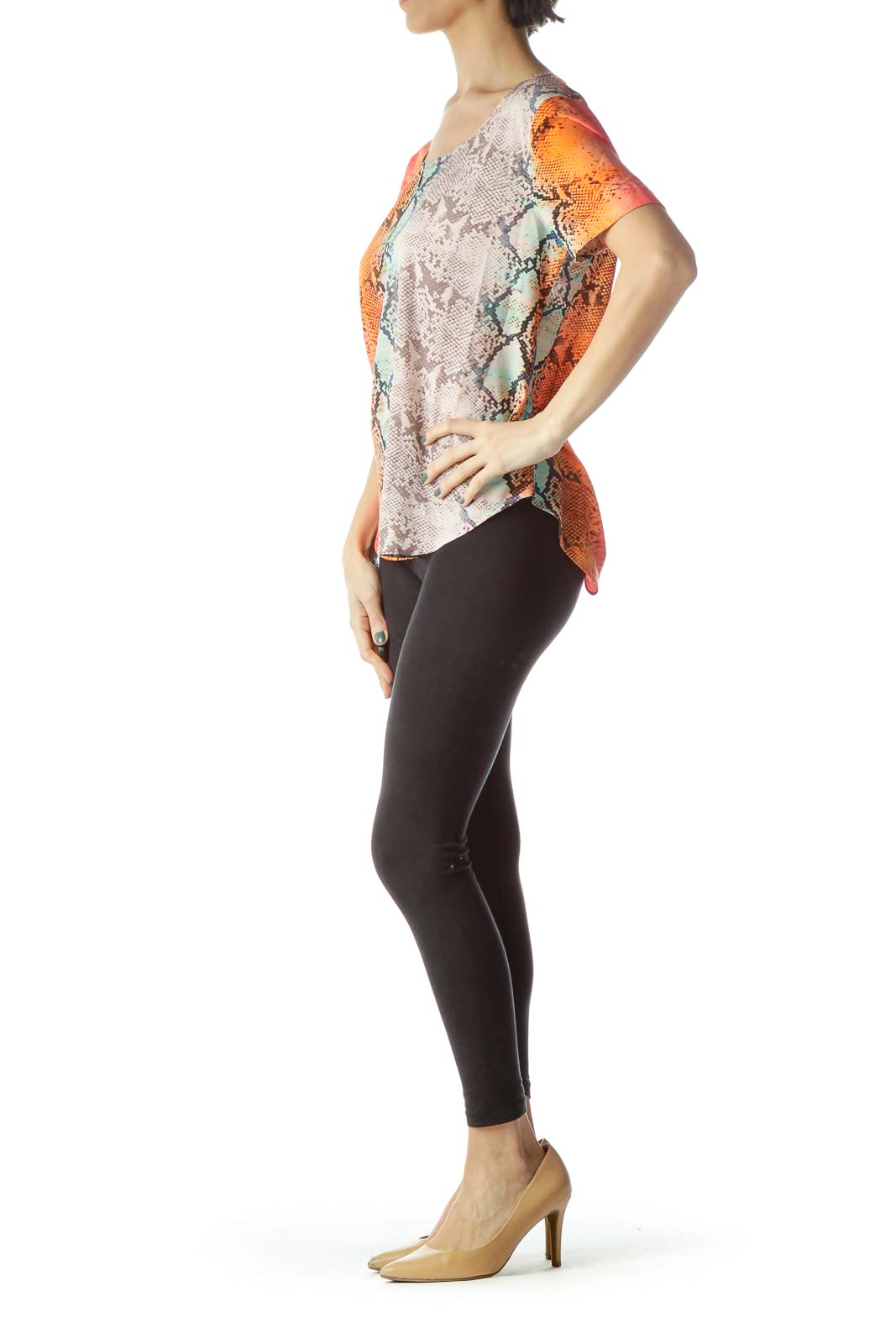 Multicolored Snakeskin Print Loose Blouse