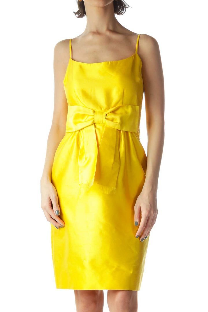 Yellow Spaghetti Strap Dress with Bow