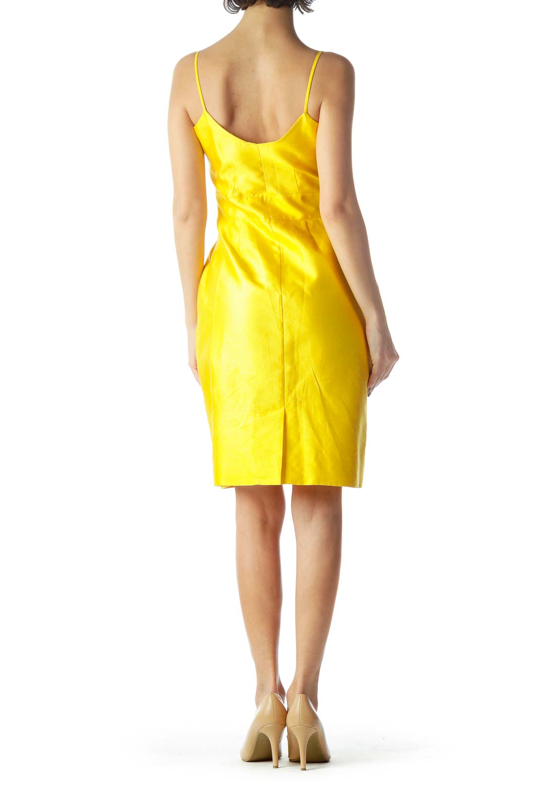 Yellow Spaghetti Strap Dress with Bow