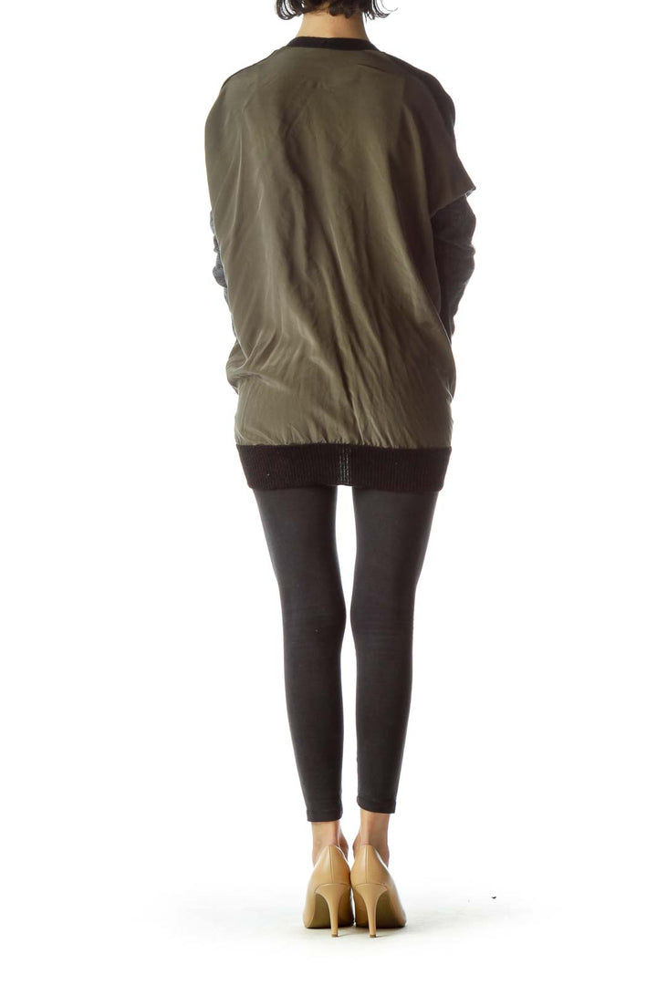 Army Green Black Gray Open Cardigan