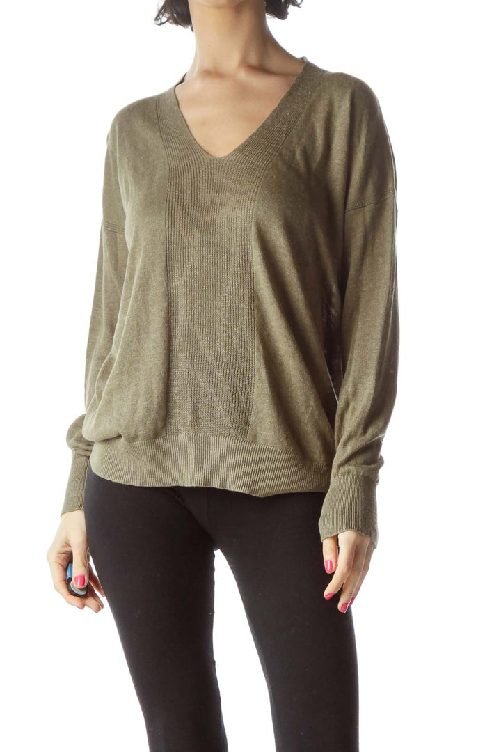 Green V-Neck Sweater