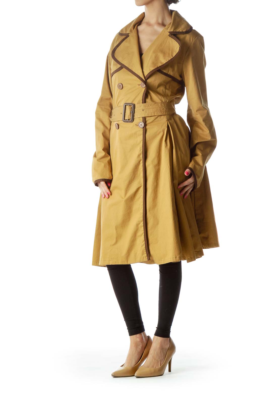 Brown Flared Trench Coat