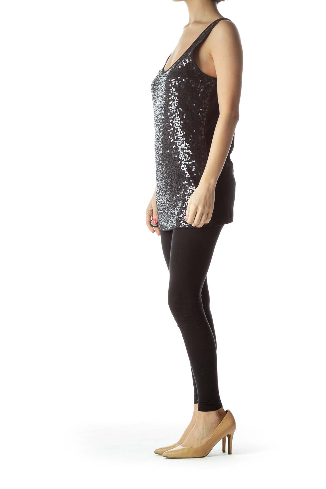 Black Sequin Tank Top