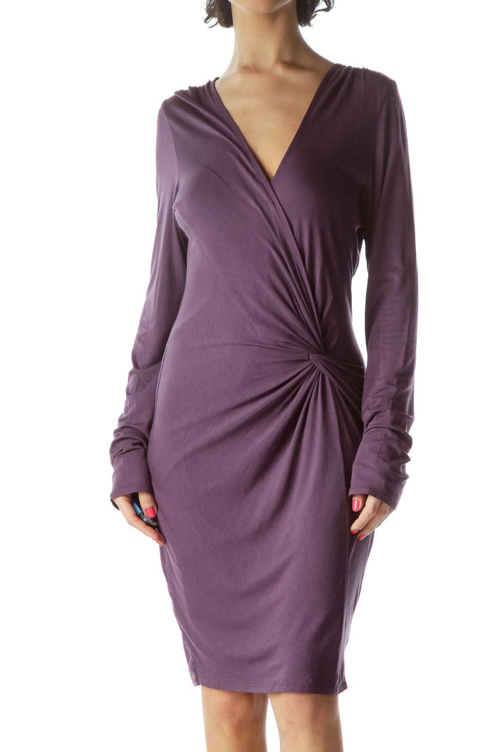 Purple Center Knot Jersey Dress