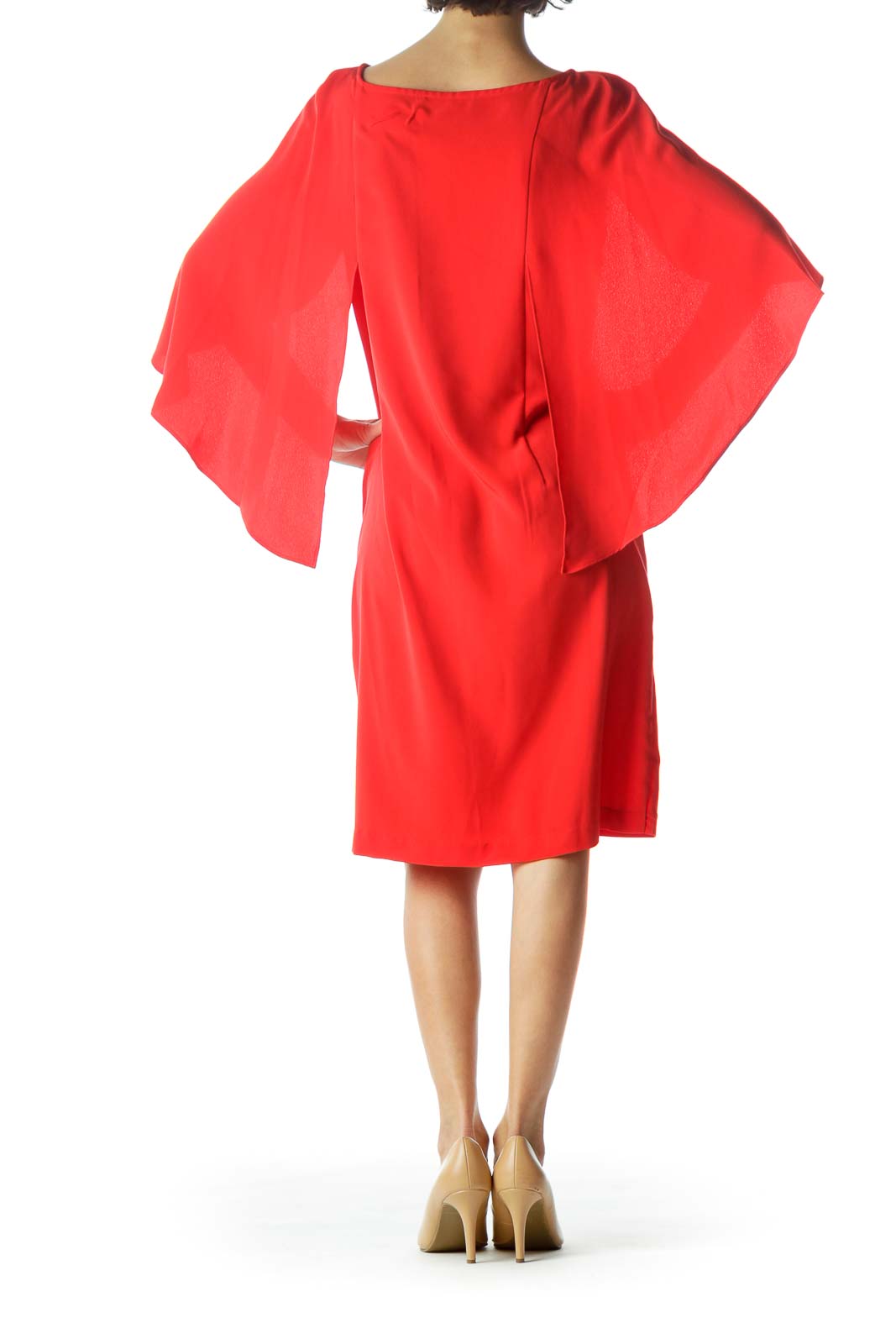 Red Shift Crepe Sleeve Dress