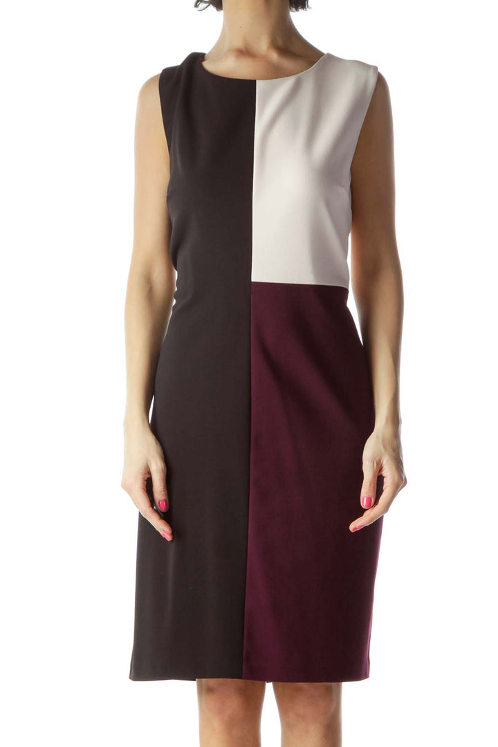 Black Color Block Work Dress