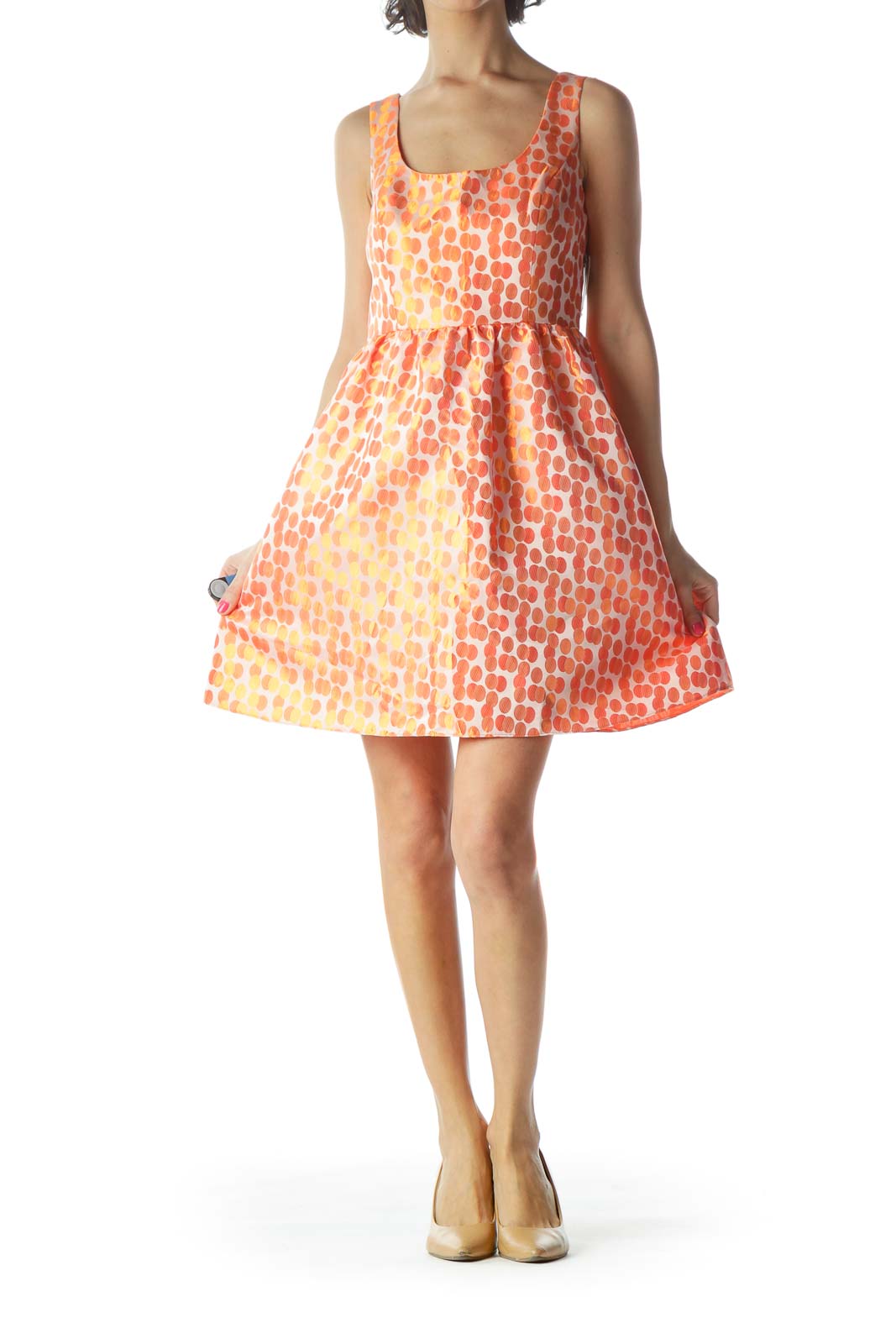 Orange Empire Waist Cocktail Dress