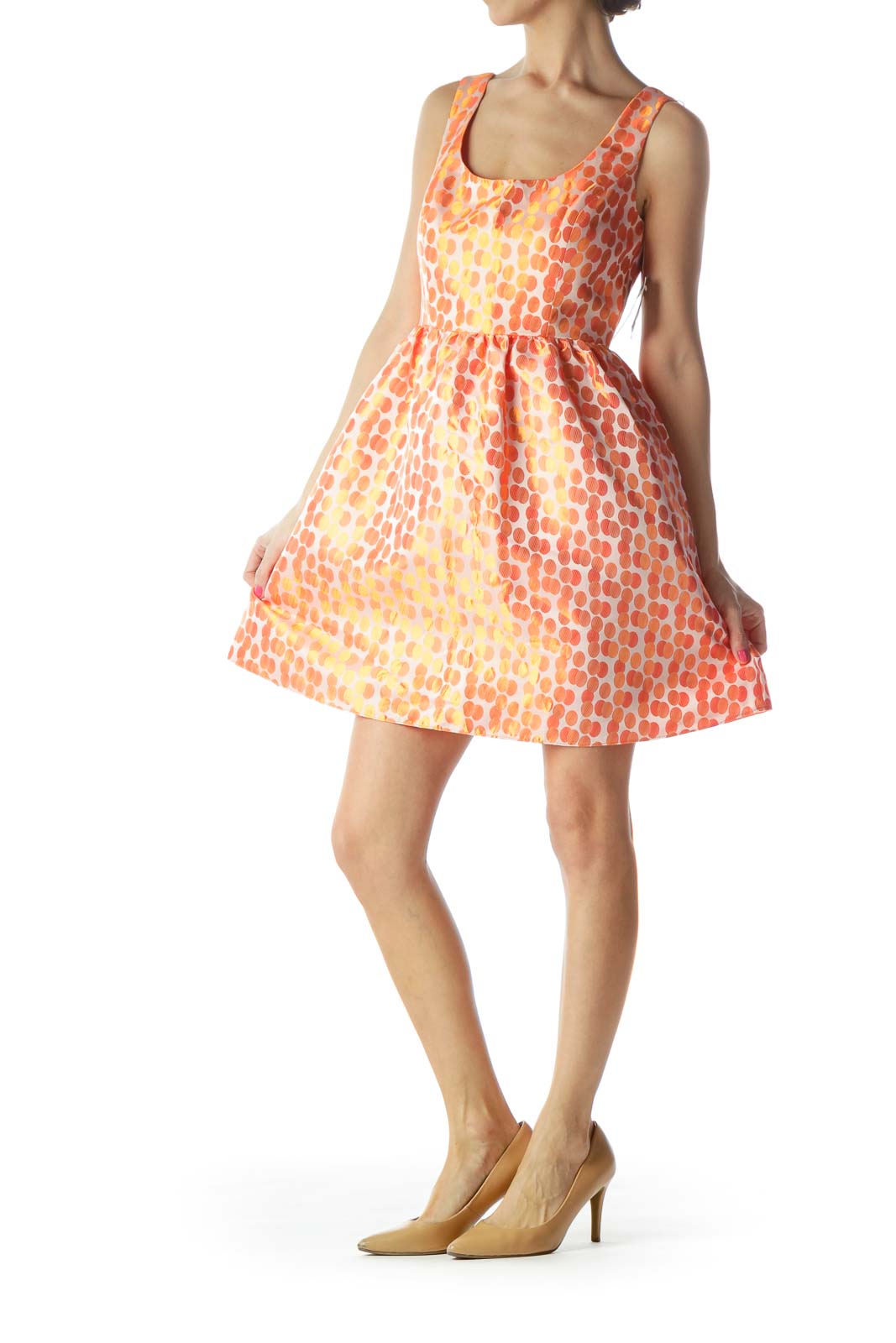 Orange Empire Waist Cocktail Dress