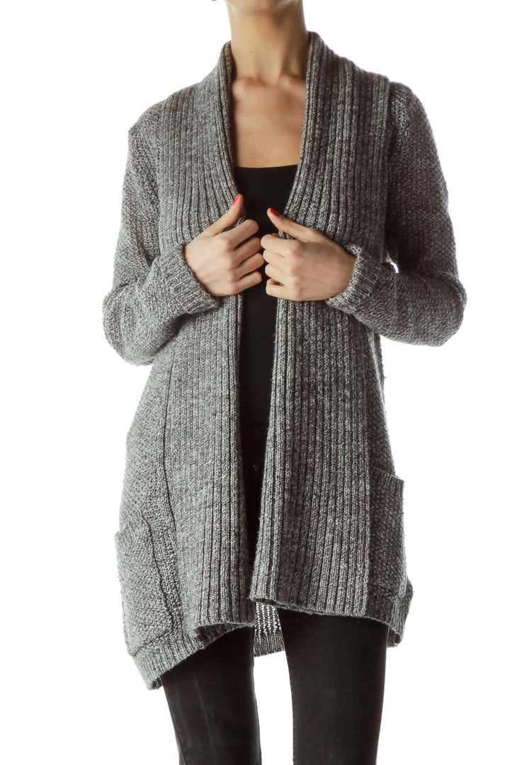 Gray Cable Knit Cardigan