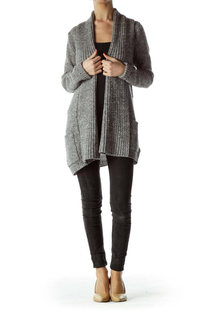 Gray Cable Knit Cardigan