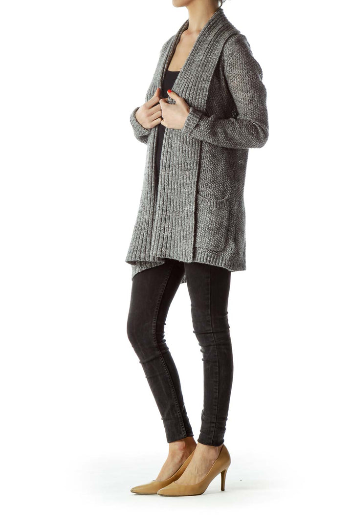 Gray Cable Knit Cardigan