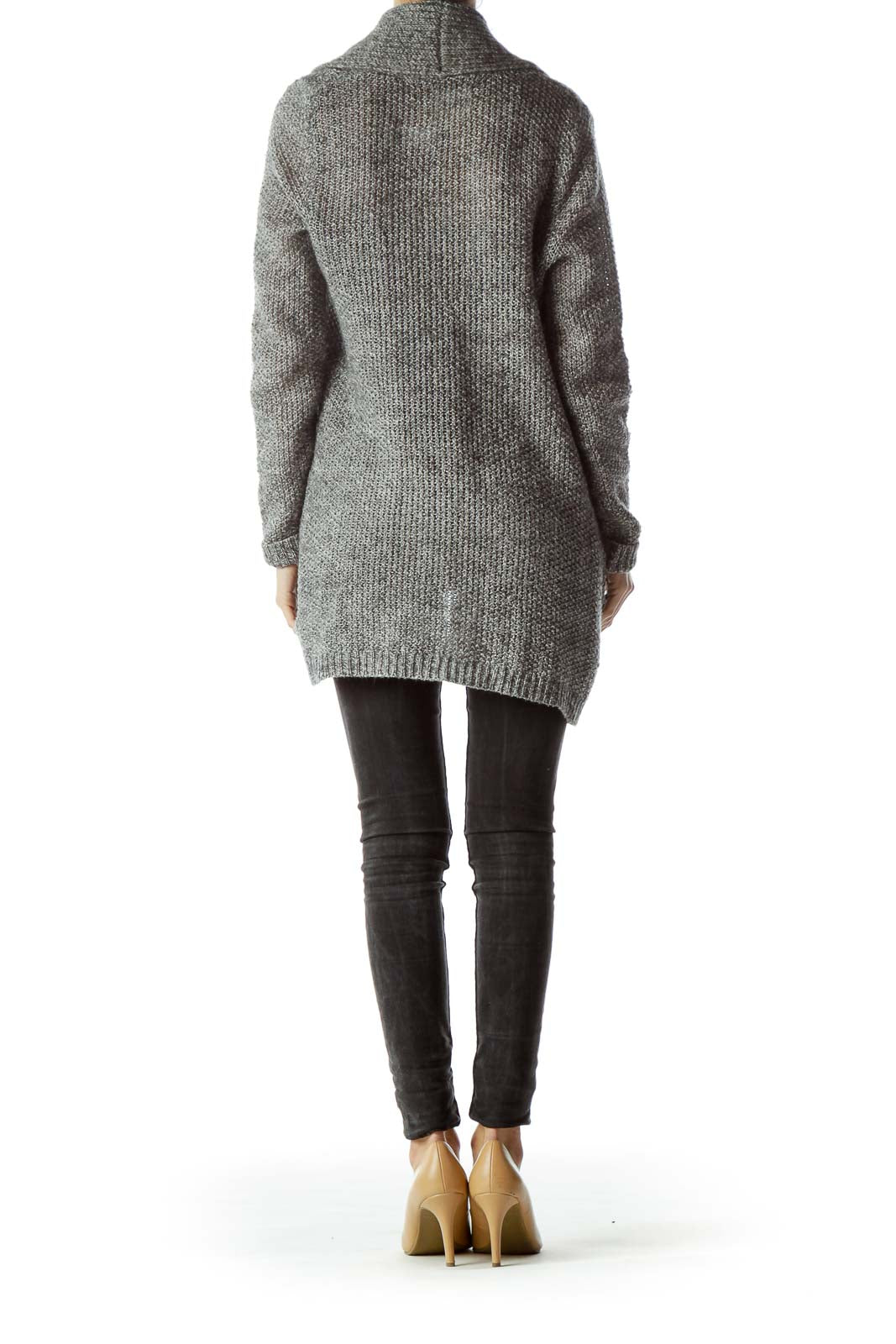 Gray Cable Knit Cardigan