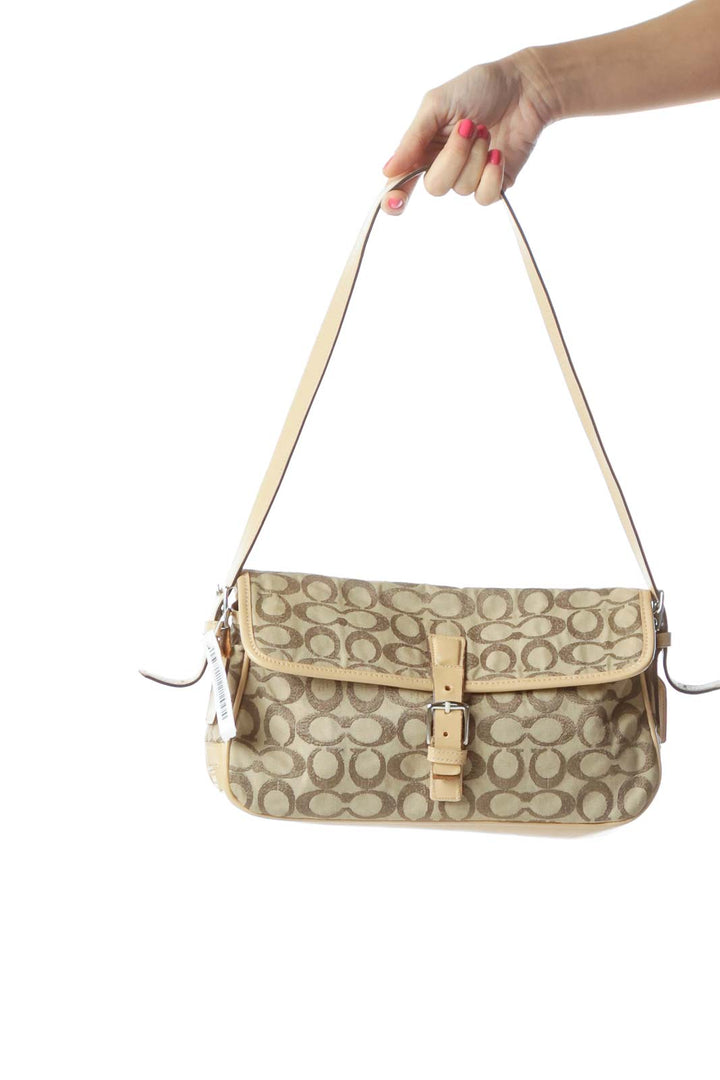 Beige Monogrammed Shoulder Bag