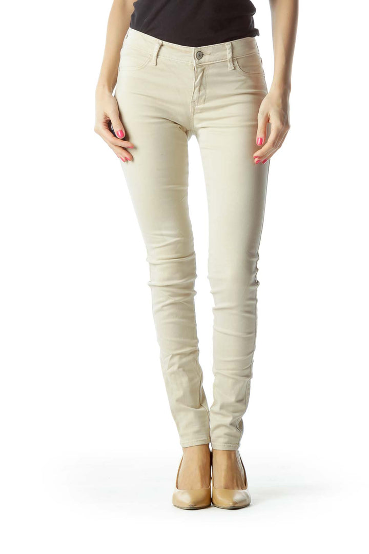 Beige Denim Skinny Jeans