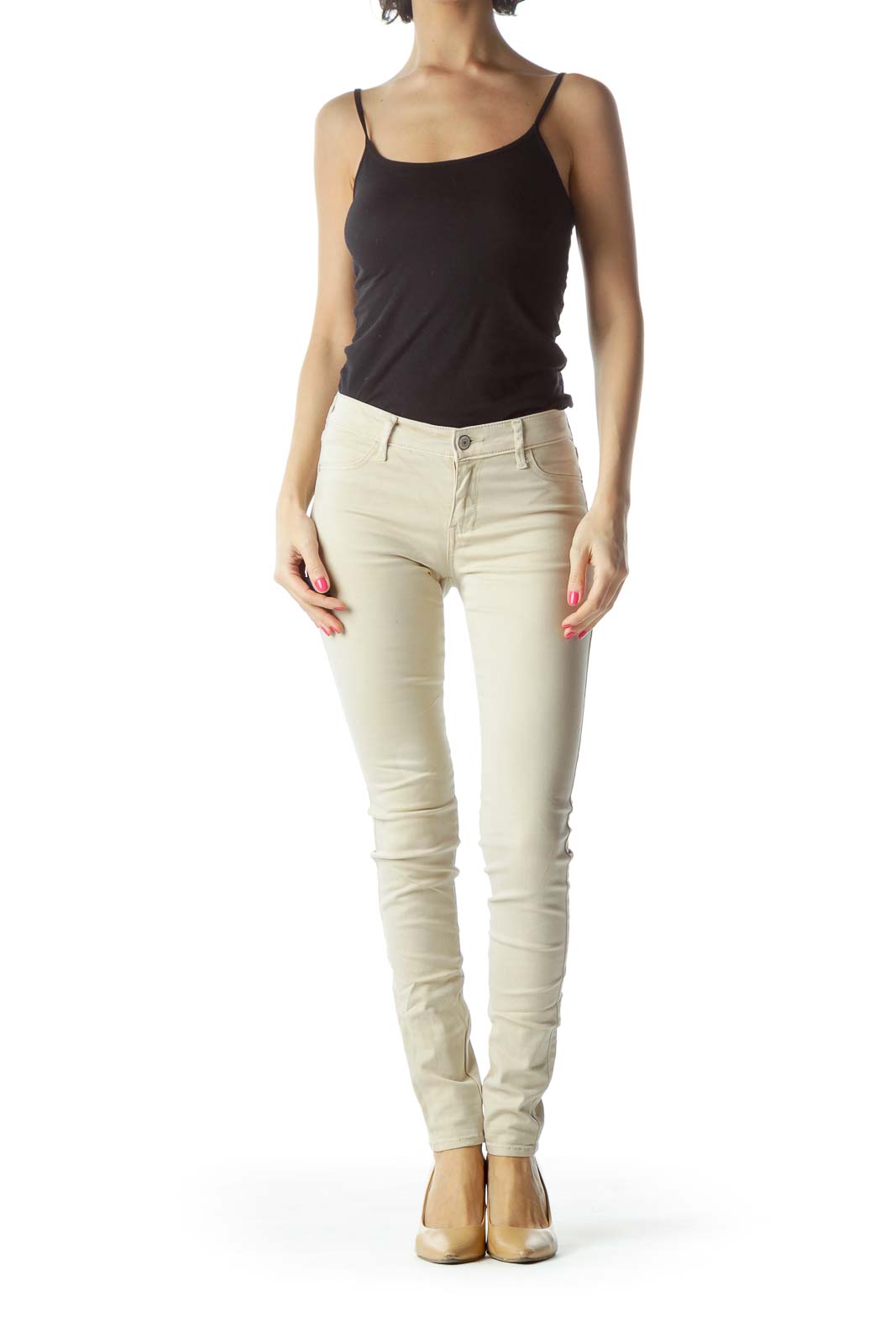 Beige Denim Skinny Jeans